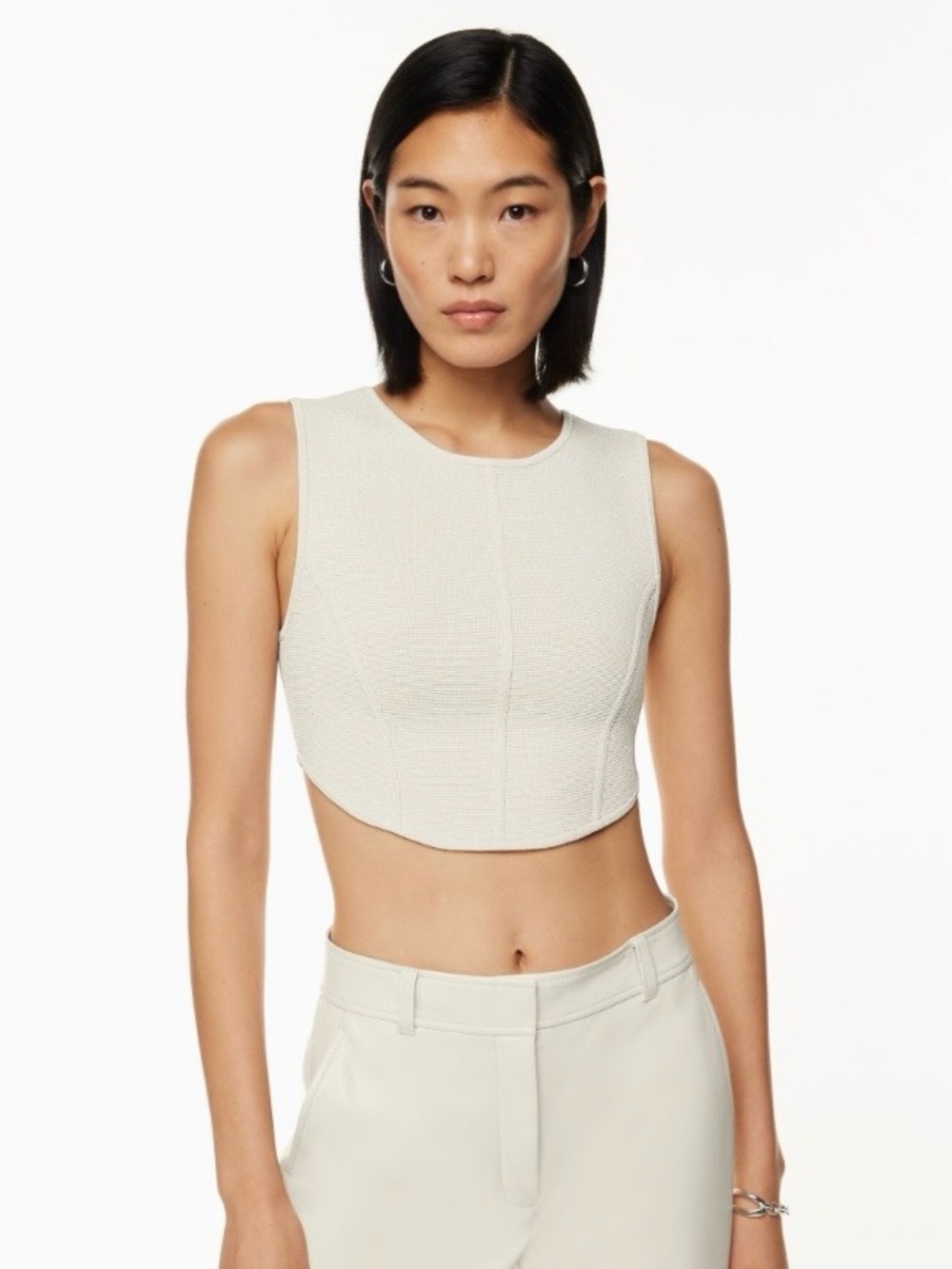 House of Harlow 1960 Cream Textured Cropped Tank